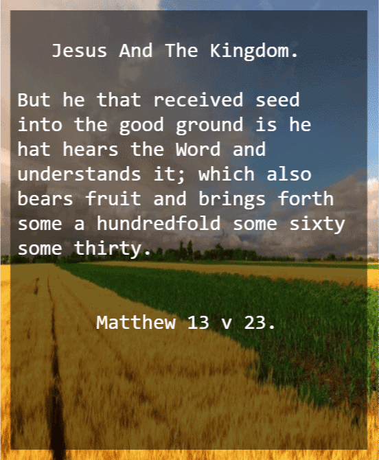 KINGDOM 13 Matthew 13 v 23.